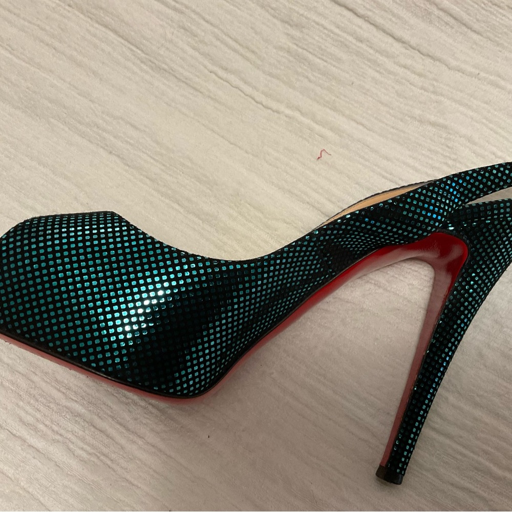 Christian Louboutin Size 39.5 N° Prive 120 Metallic Slingback Pumps